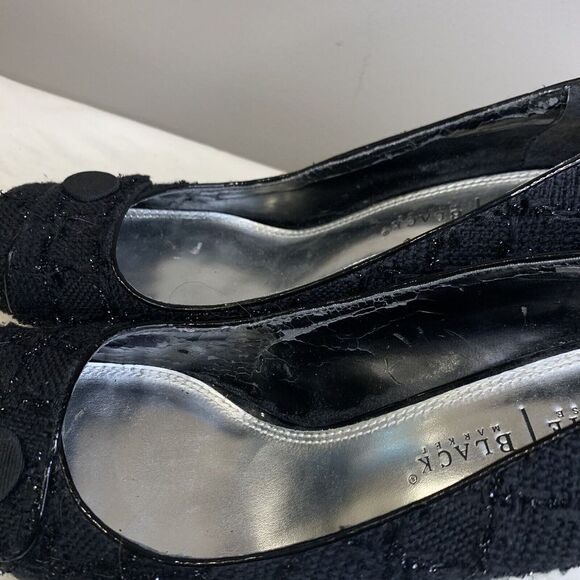 White House Black Market Edison Sparkle Button Square Toe Stiletto Heels 8.5M - Picture 13 of 14